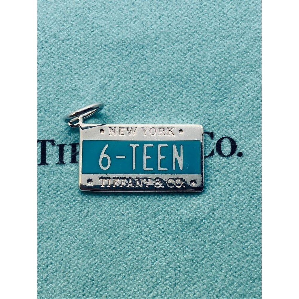 Tiffany & Co. '6-TEEN' New York License Plate Charm in Tiffany Blue